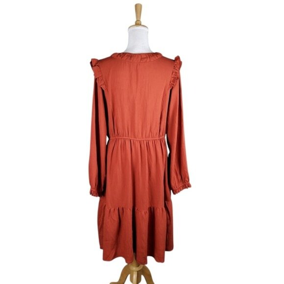 DownEast Elora Long Sleeve Dress In Red Ochre Size XL - Picture 5 of 9